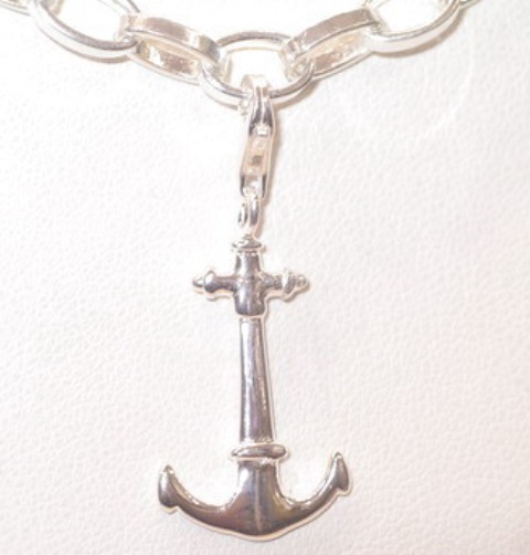 925 Silber Charm Anker mit Seil, 23 x 16 mm
