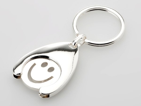Silber, Schlüsselring mit Einkaufswagen-Chip HAPPY Art. 1001916